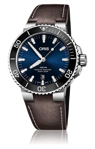 Swiss Luxury Replica ORIS AQUIS DATE BLUE DIAL ON BROWN LEATHER STRAP watch 01-733-7730-4135-07-5-24-10eb